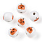 Halloween Theme Wood European Beads, Printed Large Hole Beads, Round, Dark Orange, Pumpkin, 15.5~16.5mm, Hole: 3.5~4.5mm