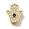 Hamsa Hand Rack Plating Brass Micro Pave Cubic Zirconia Beads, Long-Lasting Plated, Cadmium Free & Lead Free, Real 18K Gold Plated, 11x9.5x4mm, Hole: 1.6mm