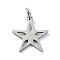 Non-Tarnish 304 Stainless Steel Pendants, with Jump Rings, Laser Cut, Star Charm, Stainless Steel Color, 15x14.5x1mm, Hole: 3mm