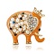 Elephant Alloy Enamel Pins, Crystal Rhinestone Animal Brooch with Imitation Pearls, Orange, 30x29mm