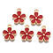 Alloy Enamel Pendants, Cadmium Free & Lead Free, Light Gold, Flower, FireBrick, 15.5x13x2.5mm, Hole: 1.4mm