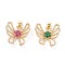 Brass Micro Pave Cubic Zirconia Pendants, Long-Lasting Plated, Butterfly, Mixed Color, 21x21.5x6mm, Hole: 4.4x3.2mm