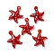 Handmade Lampwork Pendants, Bumpy, Starfish, FireBrick, 35~38x31~32x8~9mm, Hole: 2~4mm