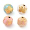 Alloy Enamel Beads, Round with Butterfly, Golden, Mixed Color, 9.5mm, Hole: 1.4mm