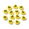 Opaque Acrylic Beads, Heart with Expression, Yellow, 8.5x8.5x4mm, Hole: 1.4mm