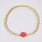 Brass Bead Stretch Bracelets for Women, with Plastic Cross, Fuchsia, 6-7/8 inch(17.5cm)