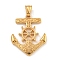 Ion Plating(IP) 304 Stainless Steel Pendants, with Crystal Rhinestone, Anchor with Helm Charm, Golden, 38x31x4mm, Hole: 9x5mm