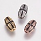 Brass Micro Pave Cubic Zirconia Beads, with Black Enamel, Oval, Mixed Color, 11.5x6.5mm, Hole: 1.5mm