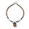 Natural Wenge Wood Pendant Necklaces NJEW-JN04791-01-1