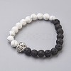 Natural Lava Rock Beads and Natural Howlite Beads Stretch Bracelets BJEW-JB03851-01-1