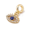 Rack Plating Alloy Crystal & Capri Blue Rhinestone European Dangle Charms FIND-C055-17G-2