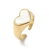 Shell Heart Open Cuff Ring for Women RJEW-C091-07G-01-1