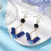 2 Pairs 2 Colors Braided Glass & 201 Stainless Steel Dangle Earrings EJEW-MZ00159-4