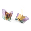 Film Butterfly Stud Earrings with Cubic Zirconia KK-K375-01G-3