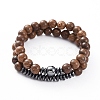 Unisex Wood Beads Stretch Bracelet Sets BJEW-JB04966-01-1