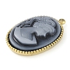 Opaque Resin Elegant Lady Cameo Pendants STAS-P366-45G-2