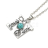 Letter A~Z Antique Silver Plated Alloy with Synthetic Turquoise Pendant Necklaces NJEW-G080-01N-2