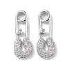 Brass Micro Pave Clear Cubic Zirconia Pendants KK-E068-VF261-2