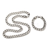 Unisex 304 Stainless Steel Curb Chain Bracelet & Necklace Jewelry Sets SJEW-L198-003P-1