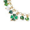 Saint Patrick's Day Glass Beaded Charm Bracelets BJEW-JB11183-3