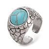 Round Synthetic Turquoise Cuff Rings RJEW-B040-05AS-2