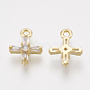 Brass Cubic Zirconia Tiny Cross Charms KK-T035-18-2