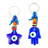 ARRICRAFT 2Pcs 2 Style Turkish Blue Evil Eye Star/Hamsa Hand Pendant Alloy Keychain KEYC-AR0001-28-1