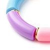 Chunky Curved Tube Acrylic Beads Stretch Bracelet for Girl Women BJEW-JB06684-01-4