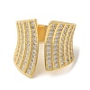 Brass Micro Pave Clear Cubic Zirconia Open Cuff Rings RJEW-U008-27G-2