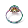 Ion Plating(IP) 201 Stainless Steel Flower Adjustable Ring for Women RJEW-C045-01M-3