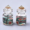 Glass Bottle Pendants GLAA-T001-04F-2