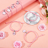  12Pcs 2 Style Breast Cancer Awareness Glass Charms Braided Bead Bracelet BJEW-NB0001-08-4