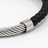 Fashionable Unisex Stainless Steel Braided Leather Cord Magnetic Clasps Bracelets X-BJEW-L237-06-2
