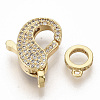 Brass Micro Pave Clear Cubic Zirconia Lobster Claw Clasps ZIRC-S066-010-2
