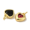 Heart Brass Glass Charms KK-R162-065G-2