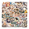 50Pcs Sleepy Dog Cat PVC Waterproof Self-Adhesive Stickers PW-WG75497-01-1