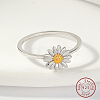 Rhodium Plated 925 Sterling Silver Daisy Flower Finger Ring for Women KN3229-1-2