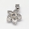 Bling CZ Wedding Jewelry Pendant Findings 316 Surgical Stainless Steel Clear Cubic Zirconia Flower Charms ZIRC-K011-03-2
