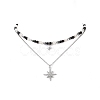 Clear Cubic Zirconia Star Pendant Necklaces Set NJEW-JN04150-4