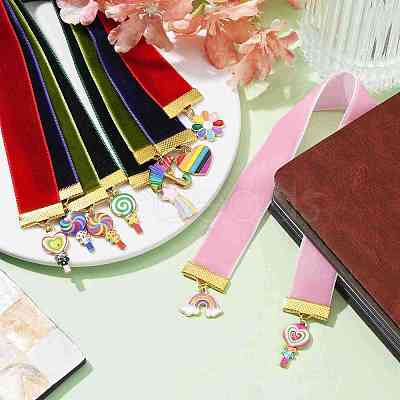 Velvet Ribbon Bookmarks AJEW-JK00278-1