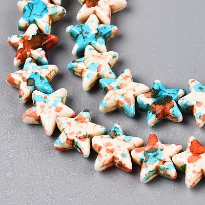 Spray Painted Synthetic Turquoise Beads Strands UNKW-T001-11I-1