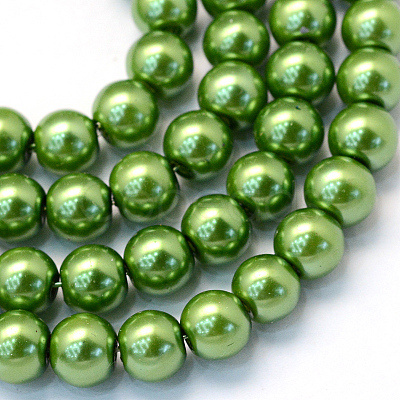 Baking Painted Pearlized Glass Pearl Round Bead Strands X-HY-Q003-6mm-13-1