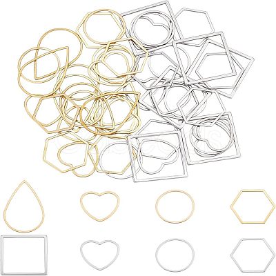 Unicraftale 48Pcs 8 Style 304 Stainless Steel Linking Rings STAS-UN0020-58-1