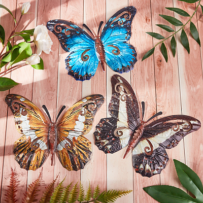 Gorgecraft Butterfly Iron Art Wall Hanging Decorations Creative Butterfly Decoration Vintage Wall Decor Christmas Party Decoration DIY-GF0001-82-1