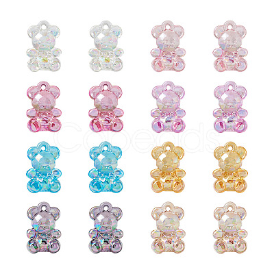 80Pcs 8 Colors Transparent Acrylic Pendants MACR-PJ0001-07-1