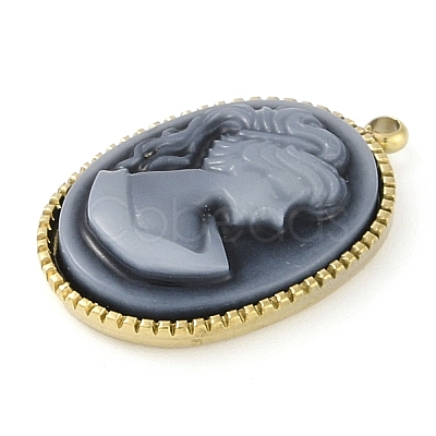 Opaque Resin Elegant Lady Cameo Pendants STAS-P366-45G-1