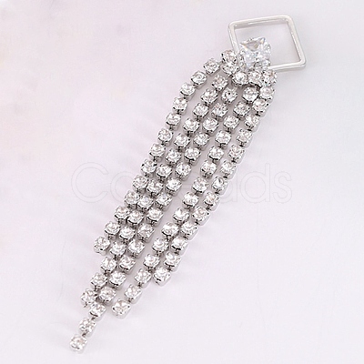 Brass Rhinestone Tassel Big Pendants KK-TAC0007-06-1