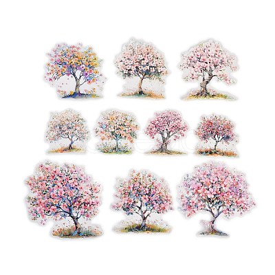 10Pcs 10 Styles Flower Tree Waterproof PET Stickers DIY-G121-03F-1