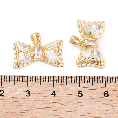 Brass Micro Pave Cubic Zirconia Pendants KK-C051-45G-1