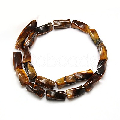 Natural Tiger Eye Twist Column Beads Strands G-L240-04-1